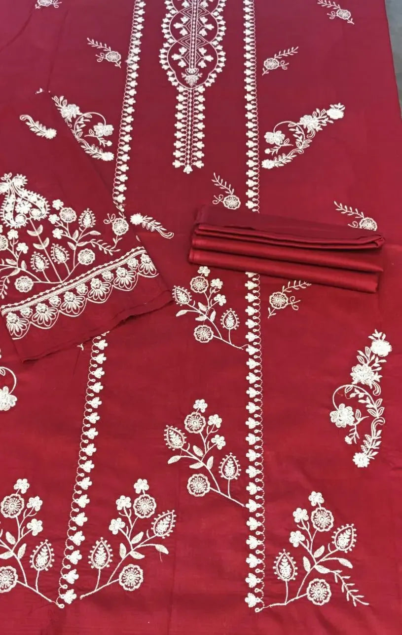Maroon Embroidered Lawn 2Pcs Set for Women