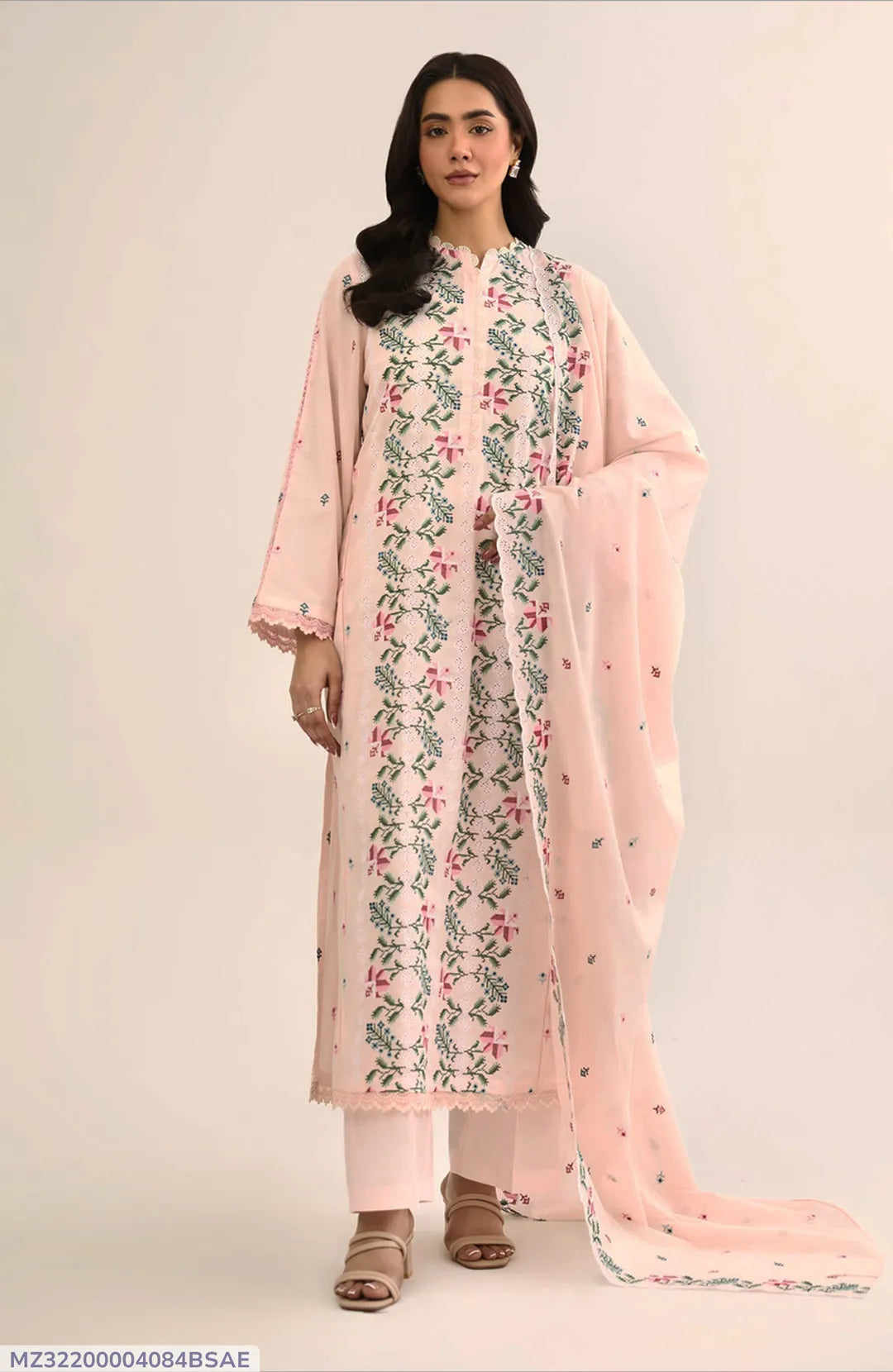 3 Pcs Women's Unstitched Embroidered Suit