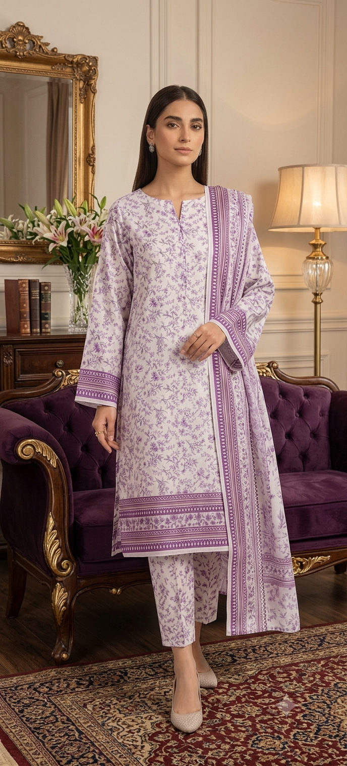 2 Pieces Unstitched Lawn Suite