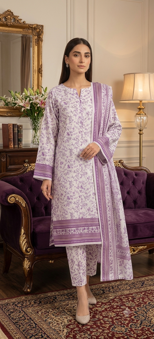 2 Pieces Unstitched Lawn Suite