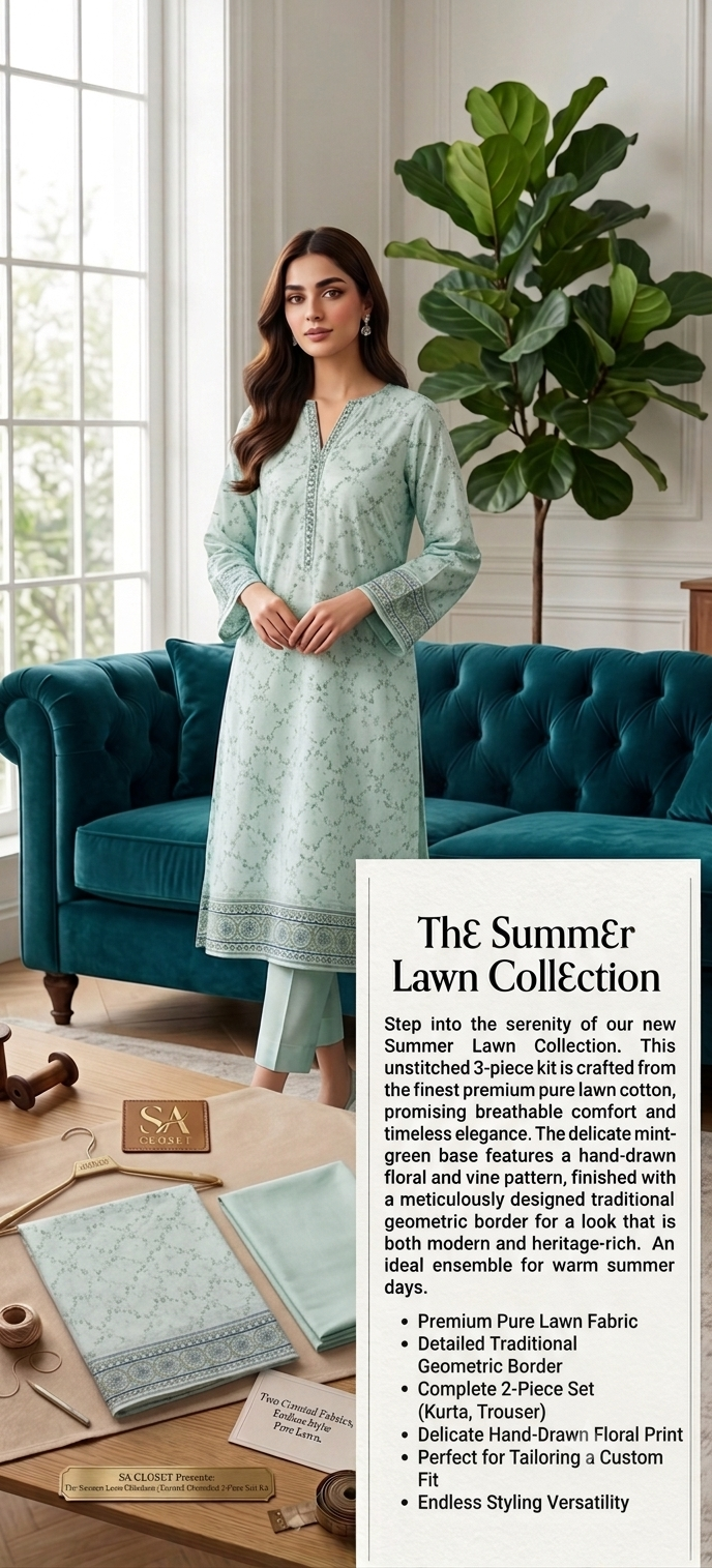 2 Pieces Unstitched Lawn Suite
